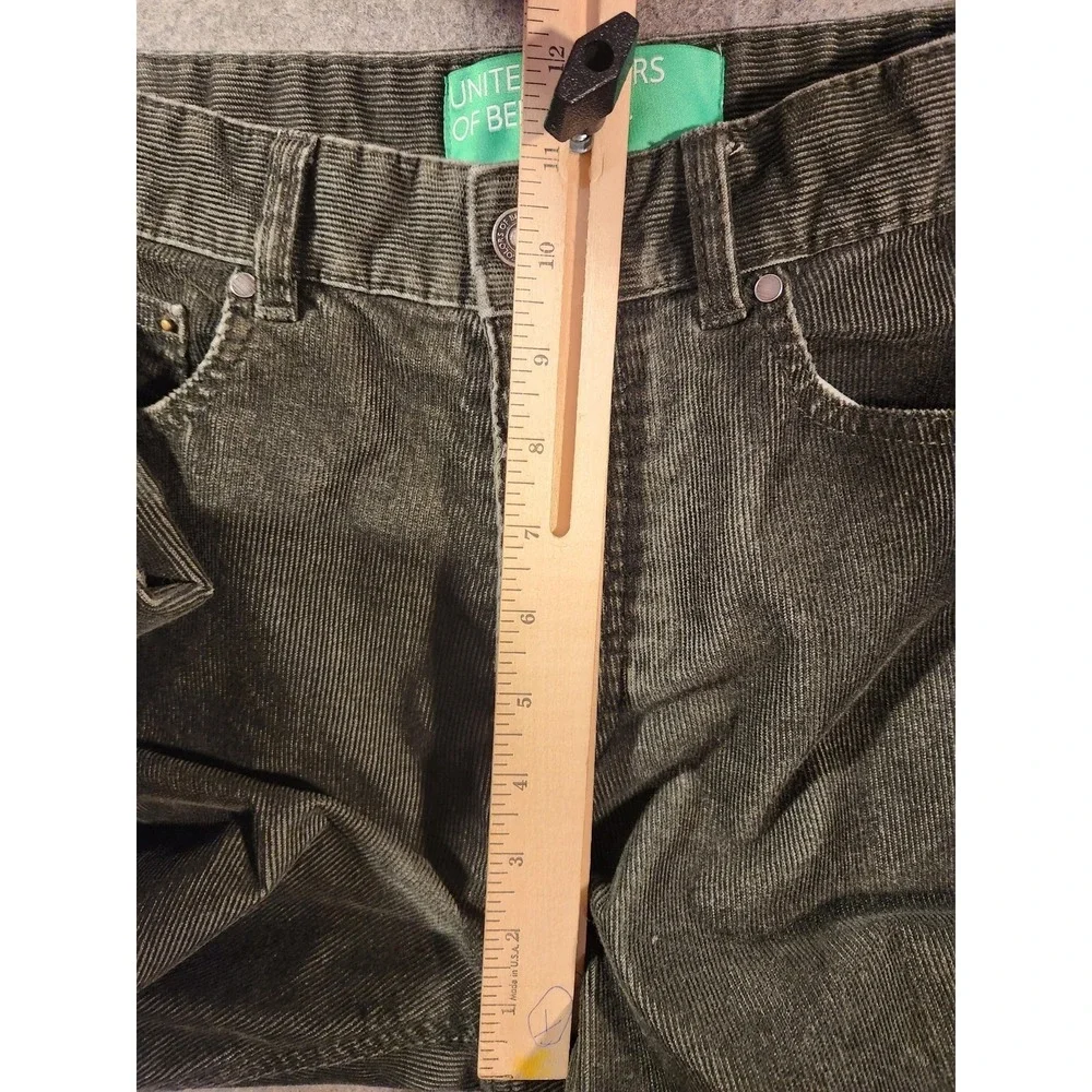 Vintage 90s United Colors Of Benetton Green Corduroy Pants Treviso Italy 30x28